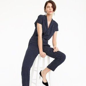 NWT J. Crew Pindot Jumpsuit with Lapels